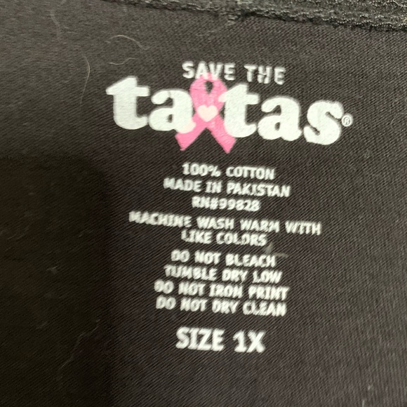 Save The Ta Tas Graphic Tee Sz 1X - Picture 4 of 7